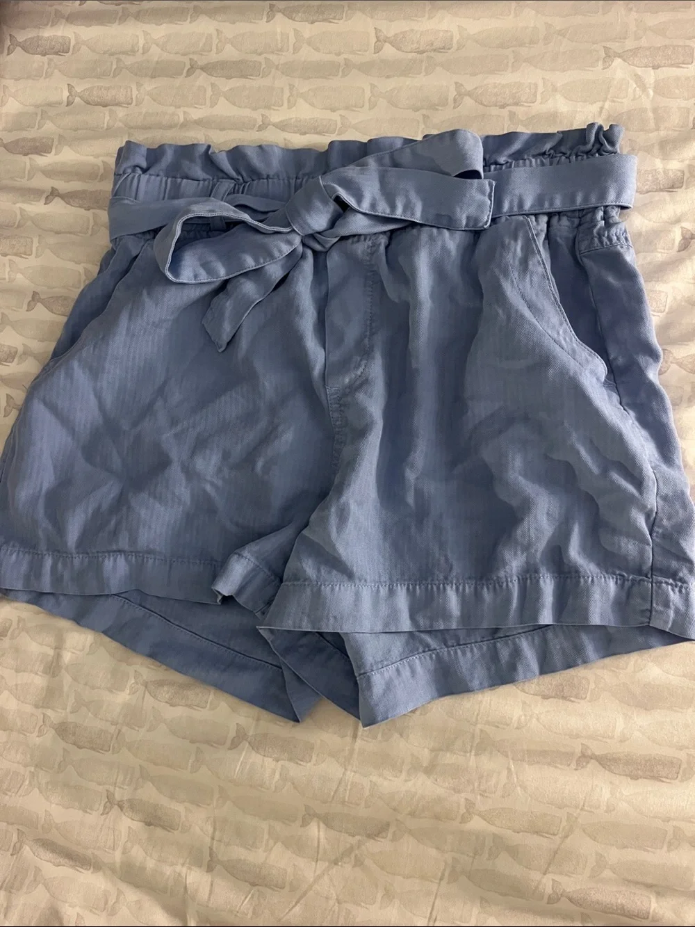 Women’s Light Blue Waist Tie Shorts